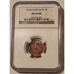 Switzerland 1936 B 2 Rappen MS65 RB NGC